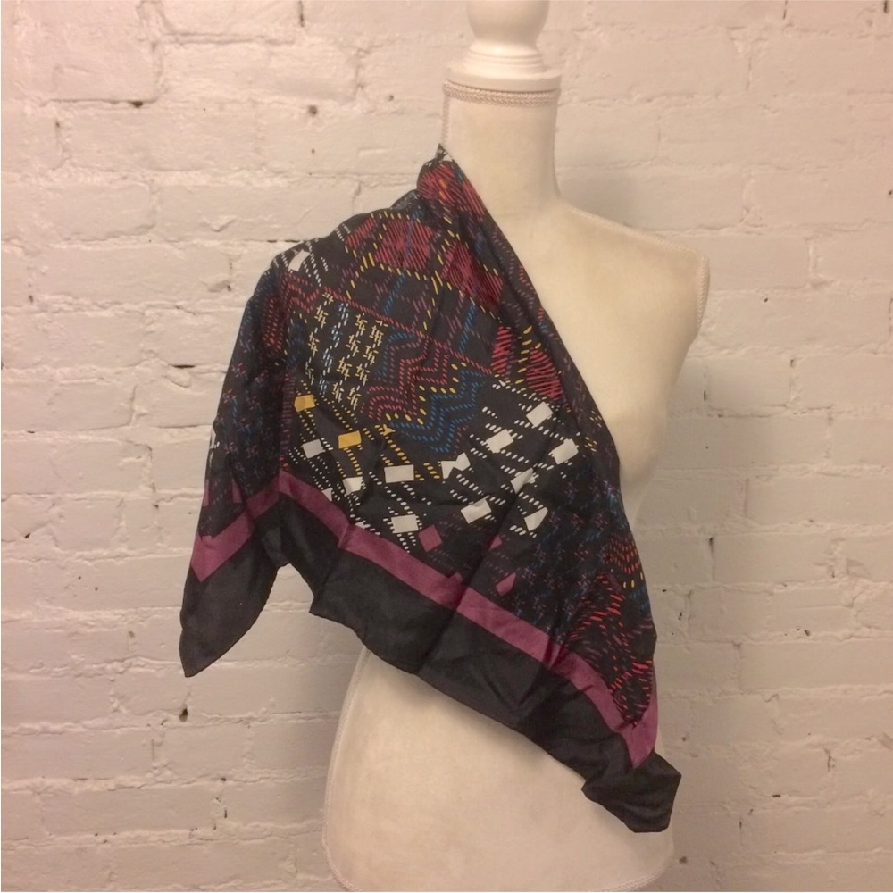 Christian Dior silk neck or head scarf black patchwork